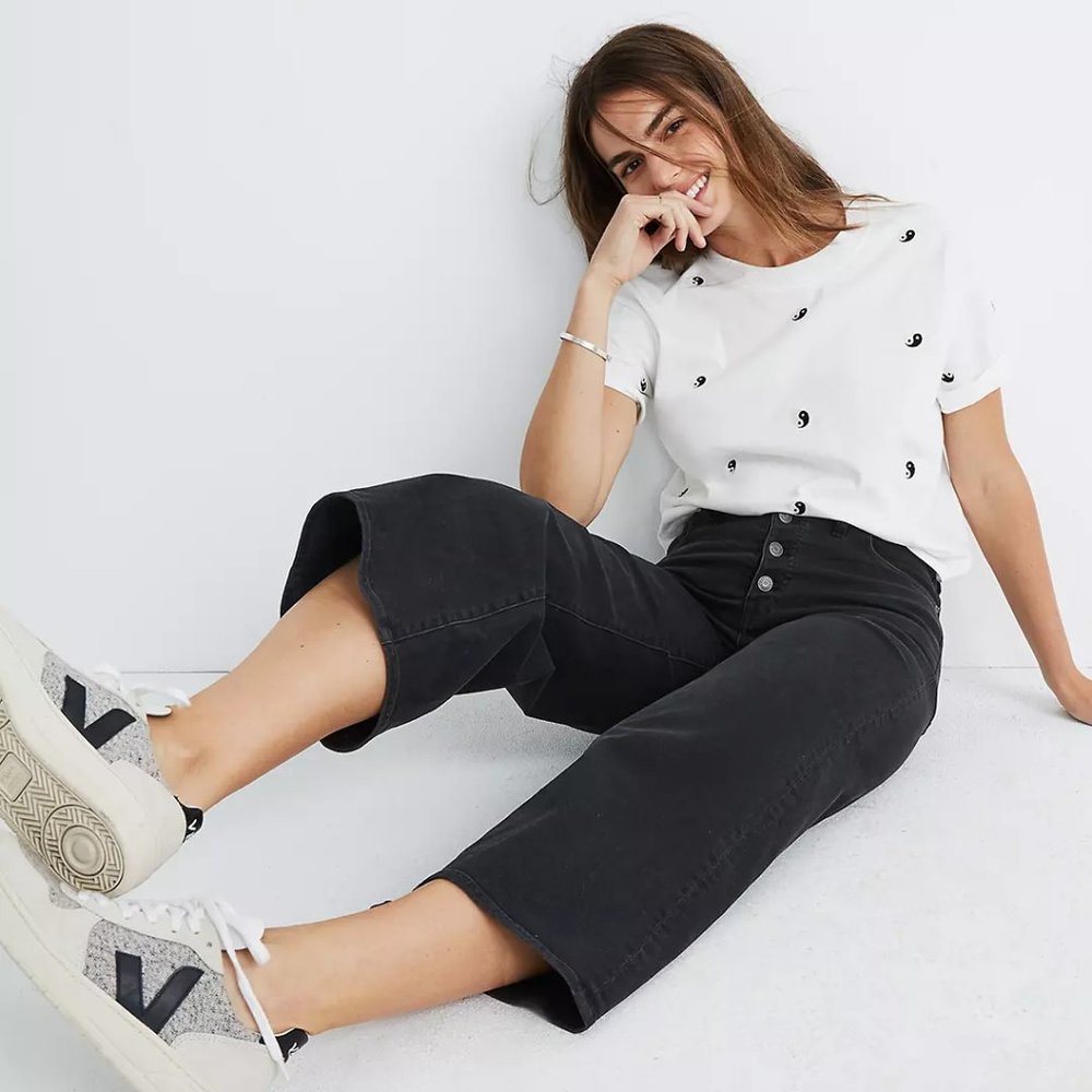 MADEWELL Wide-Leg Crop Jeans Lunar Wash Size 30